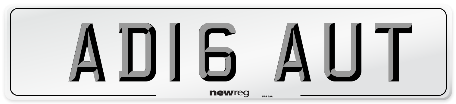AD16 AUT Number Plate from New Reg